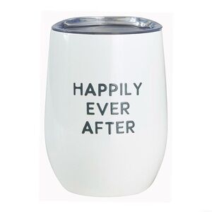 Stemless Wine Tumbler 12oz White Happily Ever After NWT